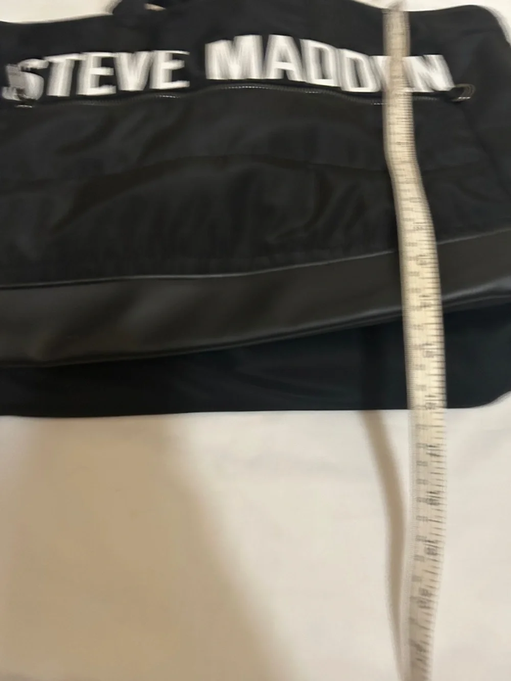 Steve Madden Black Duffel Tote with White Logo